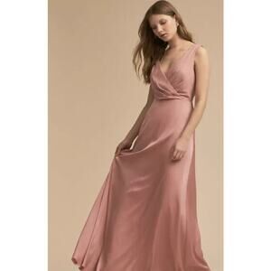 BHLDN x Donna Morgan Sabine Satin Maxi Mauve Dress US 10